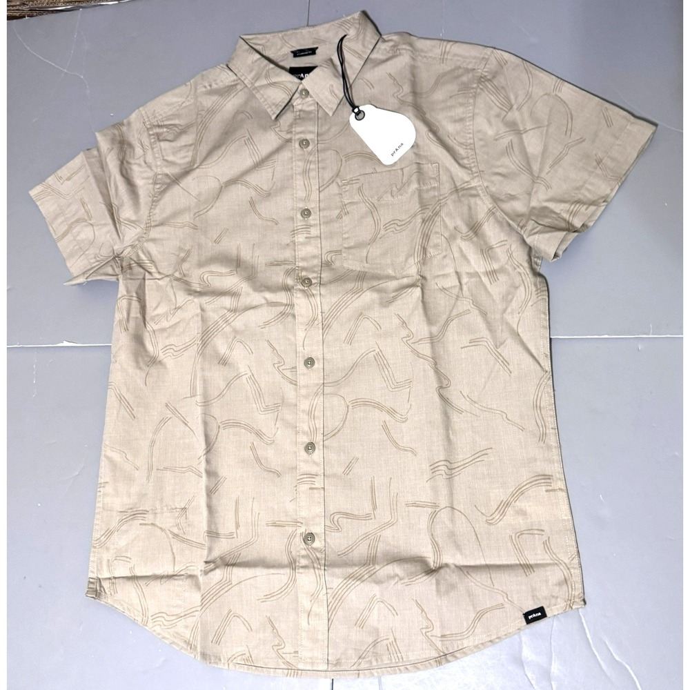 Prana Shirt Mens M Medium Tinline Sandstone Seedling Button New